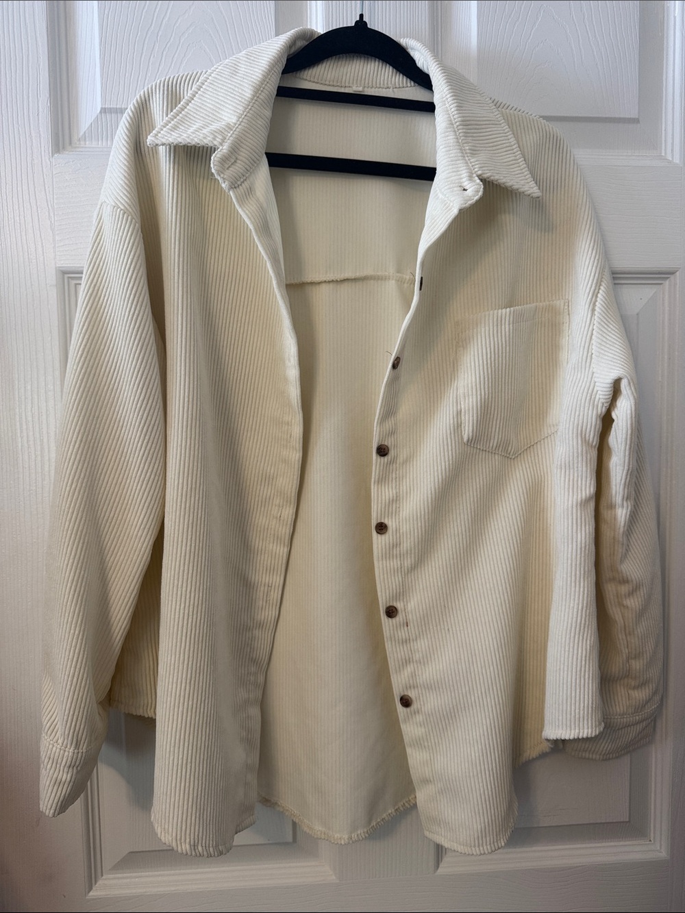 Classic Cream Corduroy Button-Up Jacket